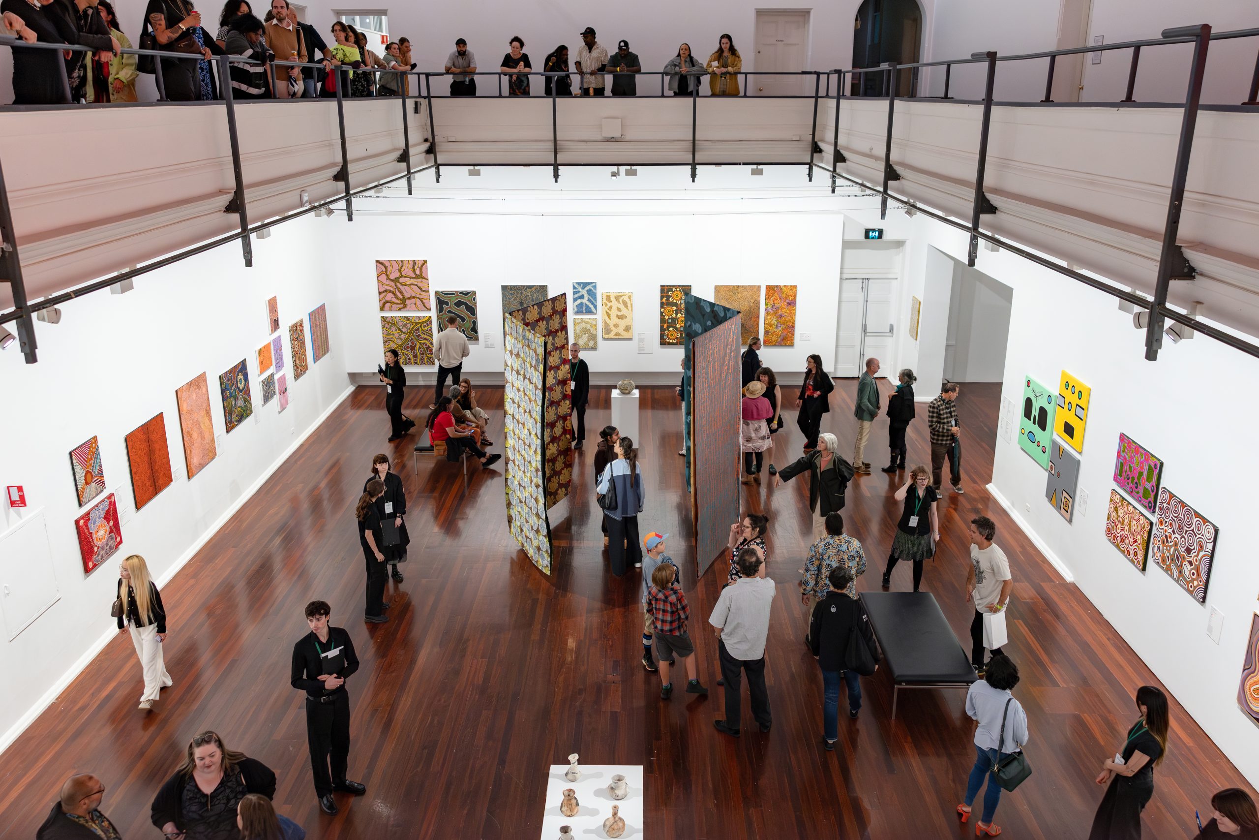 Installation view, <em>Revealed: New & Emerging WA Aboriginal Artists</em> exhibition, Perth Institute of Contemporary Arts, Boorloo (Perth), 2026, photo: Jessica Russell