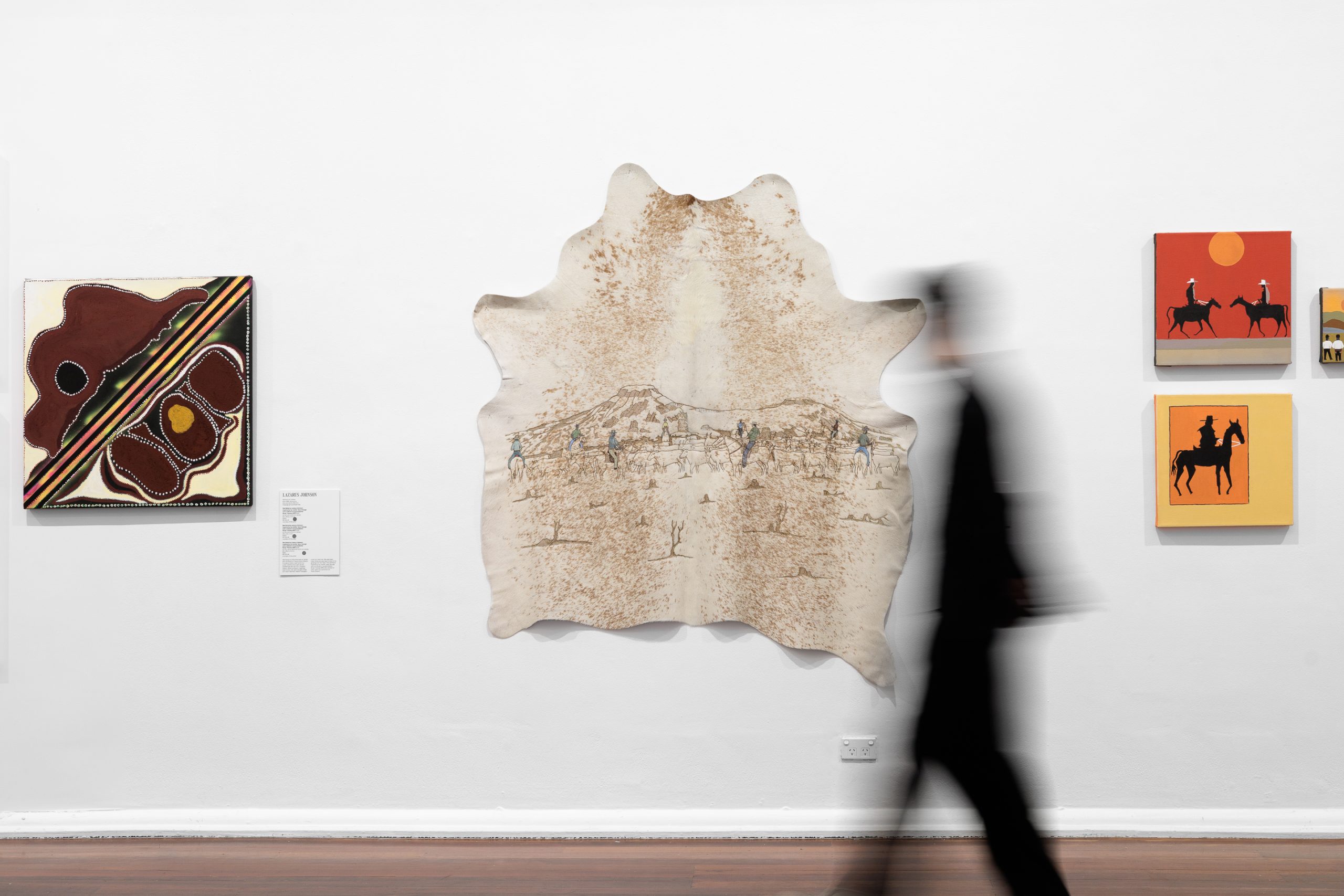 Installation view, <em>Revealed: New & Emerging WA Aboriginal Artists</em> exhibition, Perth Institute of Contemporary Arts, Boorloo (Perth), 2026, photo: Guy Louden